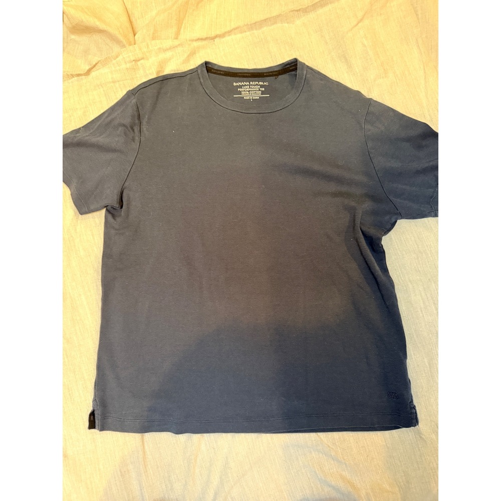Banana Republic Luxe Touch Performance Tee Mens Large Navy Blue Cotton T-Shirt